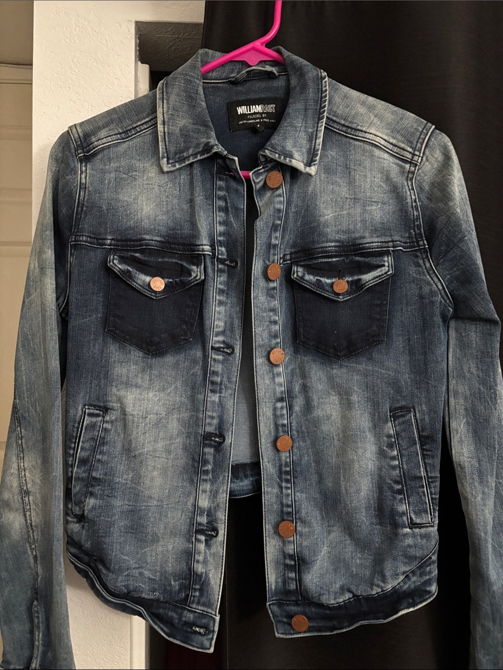 William Rast Faded Blue Denim Jacket with Button Front